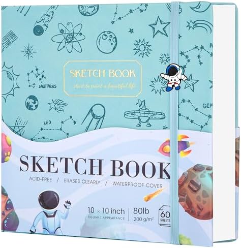 FLYING EAGLE Sketch Book, Square Hardcover Sketchbook for Kids,10x10, Blue