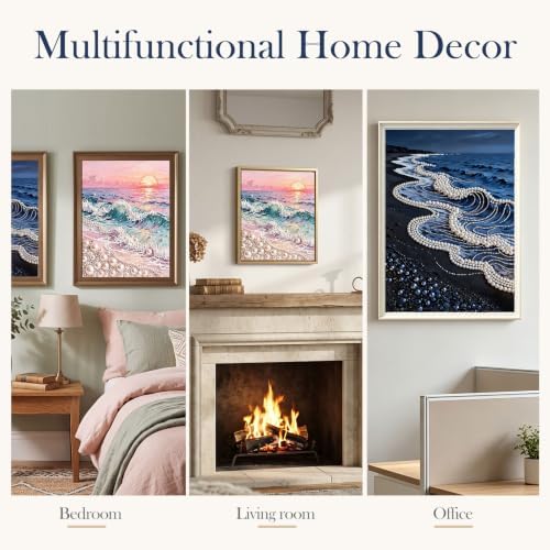 FunooFuno 2 Pcs Wave Beach Pearl Diamond Art Kits for Adults, 16" x 20"