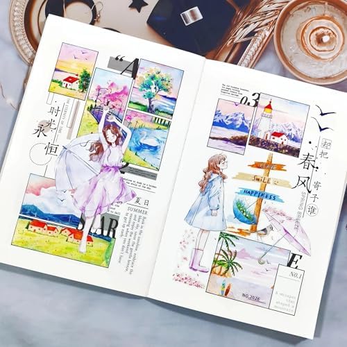 WT Pre-Cut Morning Dew Wide PET Tape, Single Roll, Original Rainy Day Illustration Designs, Transparent Decorative Tape for Journaling, Scrapbooking, Planner & DIY Crafts, 65mm×5m