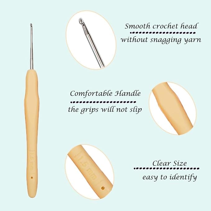 Yarniss 10Size Small Crochet Hooks, Ergonomic Crochet for Thread 0.5~2.75mm | Fine Crochet Hook for Lace Thread Project
