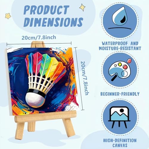 XTCIXAL Paint by Numbers Kit for Kids, Badminton, 8X8 inch