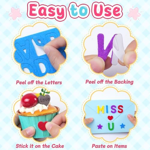 Felt Letters,490 Pcs Felt Stickers 1 Inch Alphabet Number Sticker(Colorful)