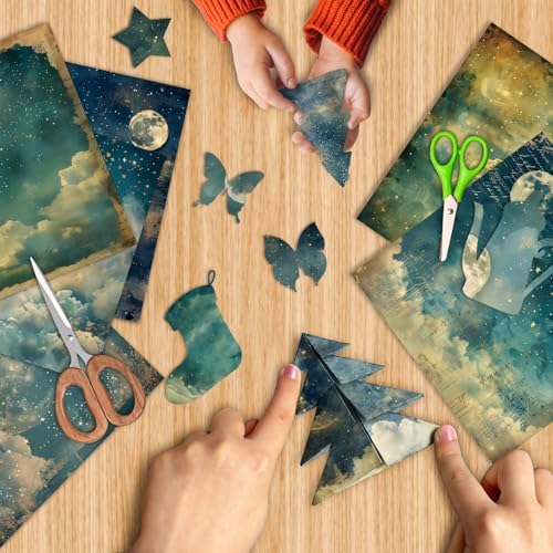 Moon Starry Sky Scrapbook Paper Pad - 24 Sheets 6x6 in Pattern Designed Decorative Decoupage Origami Folded Card Material for DIY Crafts Gift Wrapping Planners Junk Journal Supplies