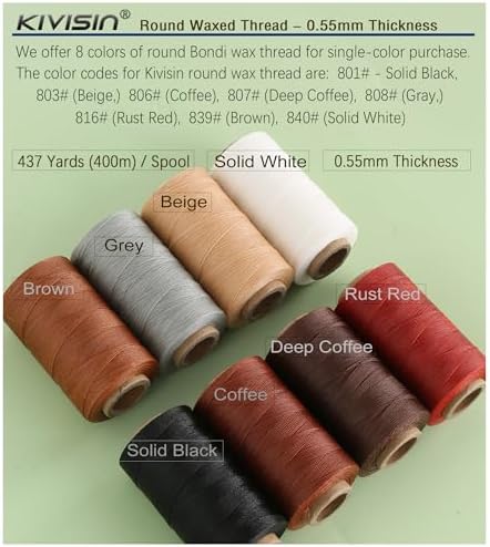 Sturdy Bonded Waxed Polyester Thread, 0.55mm, 437 Yards Wax String Cord - Black for Leather, Hand Sewing, Stitching, Beading, Bookbinding, Bracelets and Macrame Jewelry Making