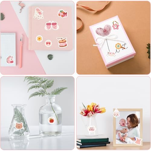 8 Sheets Baby Girl Scrapbook Stickers, Various Patterns