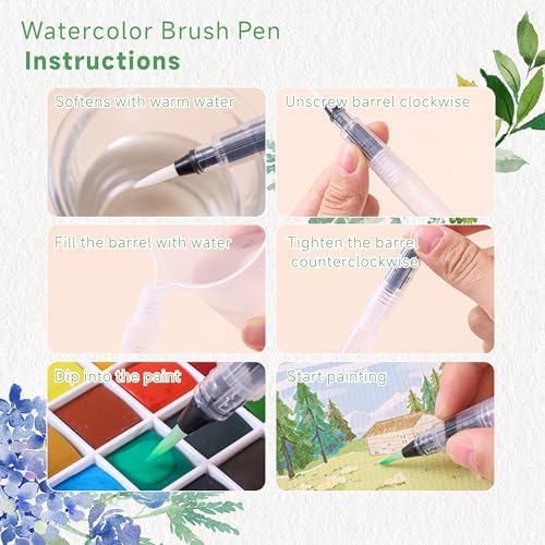 Mini Watercolor Paint Set 16 Colors, Travel Art Kit All-in-One