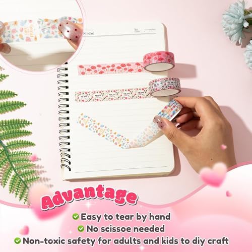 Mother's Day Washi Tape - 12 Rolls Daisy Floral Bouquet Vintage Truck Love Mom Message Designs Acid Free Repositionable Adhesive for Scrapbook Gift Wrapping Card Making Journal Supplies