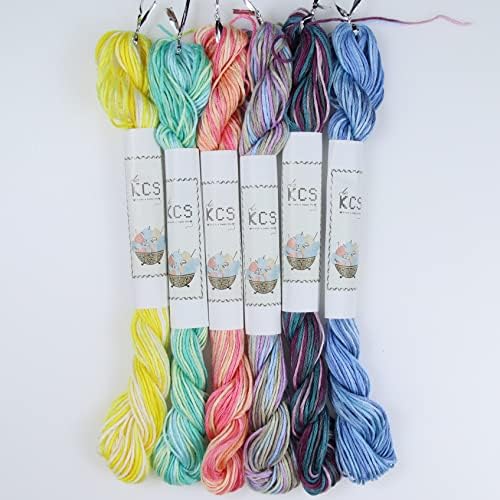 KCS Big skeins of 25 Meters Size 25 Color Variegated Cross Stitch Stranded Threads,6 skeins,14
