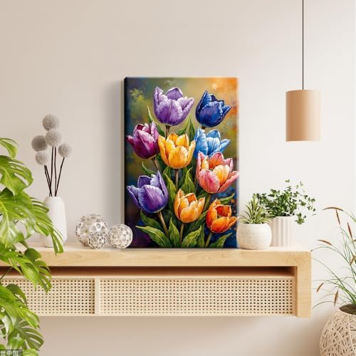 JOOZ 5D Flowers Diamond Painting Kits for Adults with Frame, 8x12 Inch