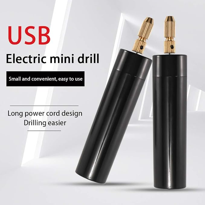 Micro Handheld Drill Bits, 0.7-1.2mm Mini Electric Resin Drill Set for Casting Resin DIY Molds Keychain Jewelry Craft Making(COLOR:black)