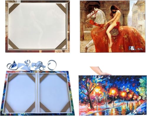 DIY Solid Wood Canvas Frame Kit with Stretch Bar - Customized Wooden Art Frames for Paintings - Easy-to-Build Canvas Stretching System - Wall Art & Oil Painting Accessories (14" x 18")