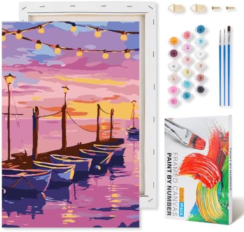 Kalonyth Boat Framed Paint by Numbers Kit for Adults Beginner 8x12 inch