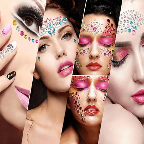 1336 pcs Gem Stickers for Crafting, Face, Eye, and Body Makeup, DIY Decoration, Kids' Rewards, Sparkling Acrylic Rhinestone Jewel Stickers
