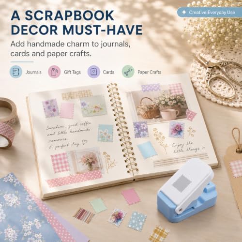CYFUN DESIGN 2 Pcs Stamp Punch, 1x0.8 inch Postage Stamps Punch, Stamp Cutter, Stamps Shaped Paper Punches, Craft Cutter Hole Puncher for Scrapbooking Journaling Card Making Junk Journal Supplies