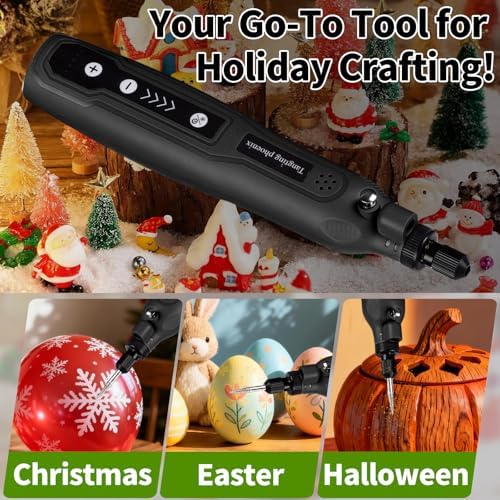 Tangting 45-Pc Cordless Rotary Tool, Rechargeable, 5-Speed & LED(Black)