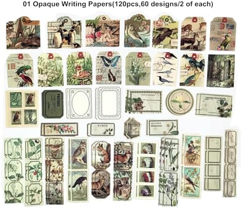 Esweny 200PCS Vintage Scrapbooking Supplies Pack, Aesthetic Scrapbook Sticker Paper Art Journaling Kit for Junk Journals,Planner,Cottagecore Decor Gifts (Green Series)