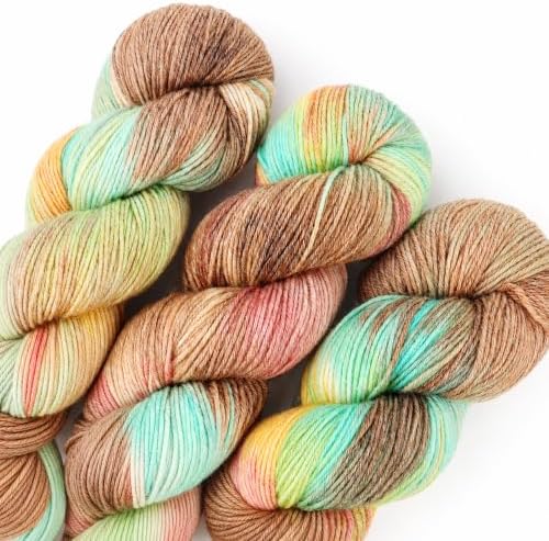 Katech 3 Pack Wool Yarn for Crocheting-Sock Yarn for Knitting-Green Brown