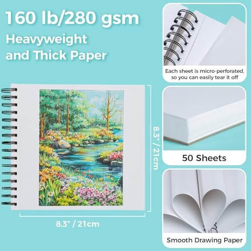 Ohuhu 8.3"x8.3" Double-Sided Bleedproof Marker Pad Art Sketchbook 50 Sheets
