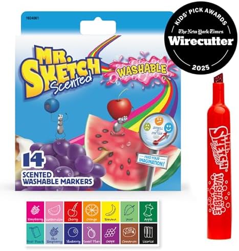 Mr. Sketch Scented Markers, Chisel Tip, Assorted Colors, 14 Count - Fun for Kids, Coloring, Spark Creativity, Arts & Crafts