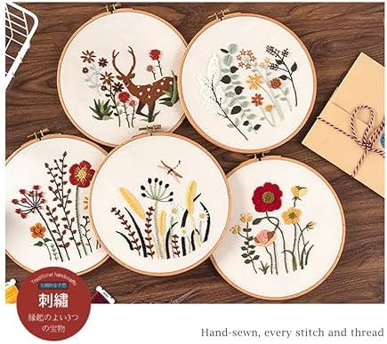 5 Pack Beginner Embroidery Kit for Adults with Tools & Instruction