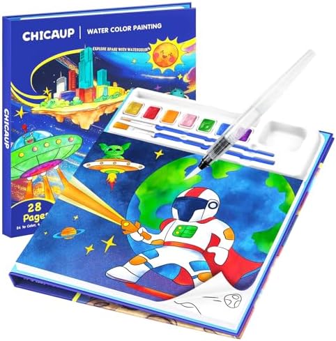 CHICAUP Paint with Water Coloring Books for Kids, Watercolor Paint Set Painting Activity for Kids Ages 3-5 4-8, Arts Crafts Drawing Gift Toy for Boy Girl (Dark Blue)