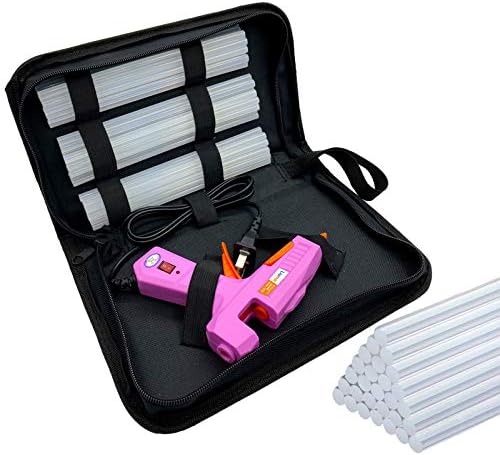 Liumai Hot Glue Gun Kit with 30pcs Glue Sticks, Mini Hot Melt Glue Gun with Carrying Case for Crafts, School DIY Arts, and Home Repair (30Watts, Pink)