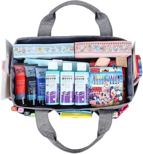 HOMEST Craft Organizer Tote Bag with Multiple Pockets