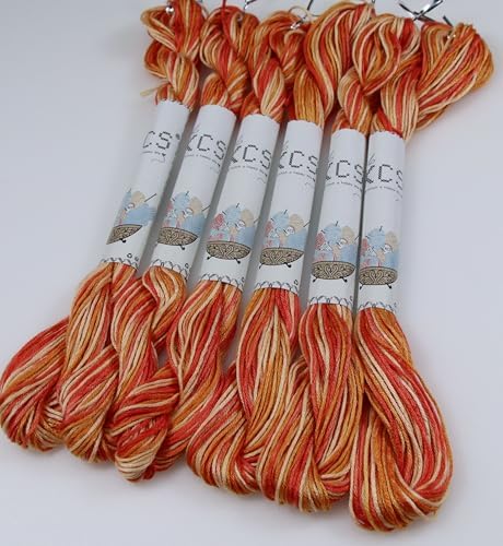 KCS Big skeins of 25 Meters Size 25 Color Variegated Cross Stitch Stranded Threads,6 skeins,4120