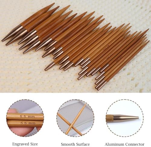 Yarniss Bamboo Circular Knitting Needle with Flexible Cable 3.5mm~10.0mm