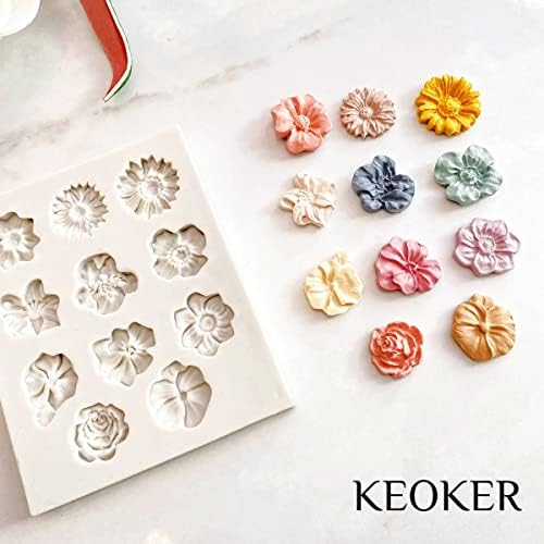 KEOKER Flower Polymer Clay Molds - 1 Pcs for Jewelry Making, Polymer Clay Molds for Earrings Decoration (Medium Flower)