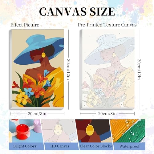Framed Paint by Numbers Kit for Adults Beginners – Elegant Black Woman
