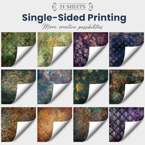 Aesthetic Scrapbook Paper Pad Vintage Patterned Paper 6×6,24 Sheets Single-Sided Boho Scrapbooking CardStock Papers Pad for Holiday Cardmaking DIY Origami Journaling.