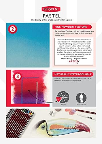 Derwent Pastel Pencils, 4mm Core, Metal Tin, 12 Count (32991)