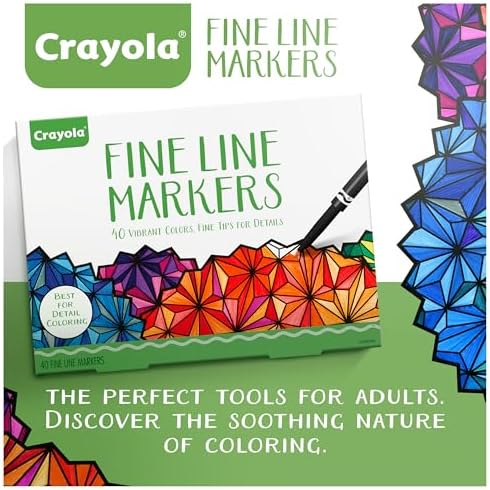 Crayola Fine Line Markers for Adults (40ct), College School Supplies, Marker Set for Adult Coloring Books, Teacher Gifts
