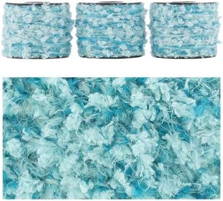Artisanal Yarn Collection Multifiber Fancy Yarn for Knitting Crocheting Crafts DIY, Set of 3 Rolls(116 Glacier Kiss)