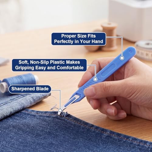 Mudder 10 Pcs Seam Rippers for Sewing Razor Stitch Thread Cutter with Protective Case Bulk Blue Stitch Remover Tool for Sewing Crafting Embroidery Picking Threads Opening Buttonholes (Two Size)