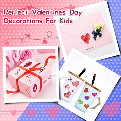 LINAYE Valentine Heart Stickers for Kids - 3000PCS Cute Love Stickers 72 Sheets for Cards, Envelopes, Craft, Scrapbooking - Party Supplies Favors for Girls Boys