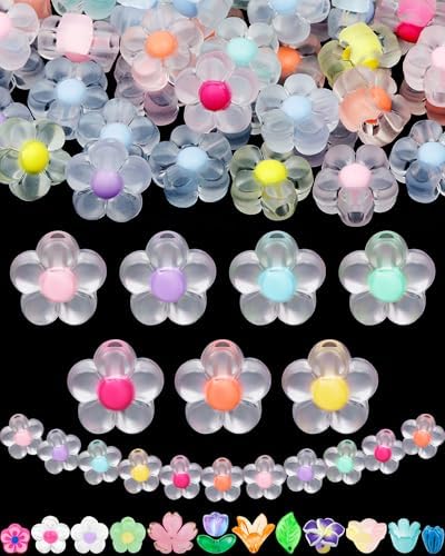 FIVEIZERO Flower Charms — 300PCS Acrylic Transparent Flower Bracelet Beads