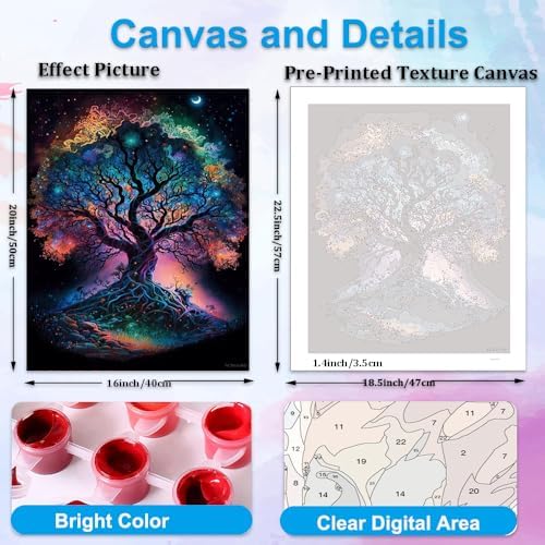 Artunion Tree of Life Paint by Numbers for Adults Beginner, LandscapePaint by Number Kits,DIY Oil Painting by Number Kits on Canvas Arts Craft for Home Wall Decor 16x20 Inch