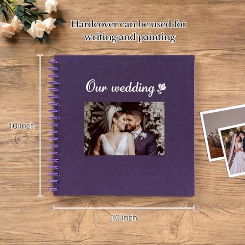potricher 10 x 10 Inch DIY Scrapbook Photo Album 40 Pages, Purple | Thick Kraft Paper Scrap Book Photo Albums, Memory Book for Wedding, Anniversary, Baby, Family, Travel, DIY Projects