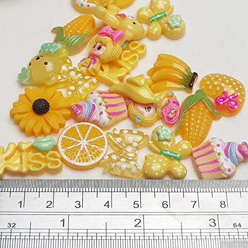 LibiIine 100pcs Mix Lots Yellow Flatback Resin Buttons Flat Back Scrapbooking Resin Flatback Craft (Yellow)