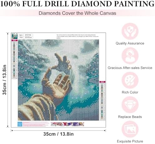 Yezavesu Jesus Diamond Art Kits for Adults Beginners 14x14 Inch | Inspiring Faith Diamond Painting Kit, DIY 5D Full Round Drill Gem Art, Stress Relief Craft Kits, Home Wall Decor Gift