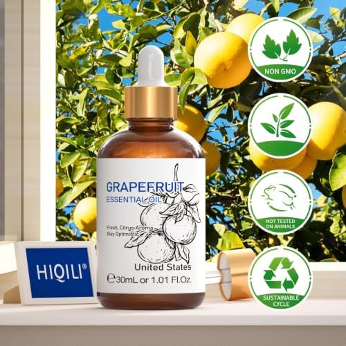 HIQILI Grapefruit Essential Oil for Skin Care, Diffuser and Aromatherapy