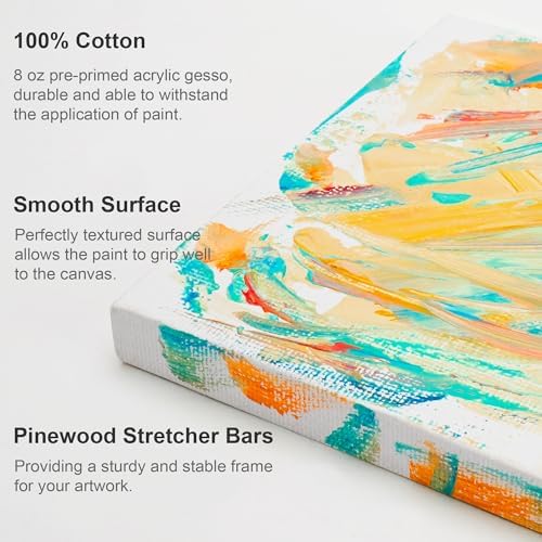 AUREUO Mini Stretched Canvas - 2.5x2.5 Inch / 24 Pack - 2/5 Inch Profile Small Square Canvas - Gift Set Bulk Pack Canvases for Acrylic Painting & Craft