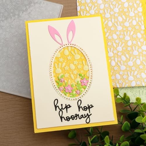 3D Embossing Folder Bunny Rabbits Easter Plastic Embossing Texture Fades Folders Template for Card Making Scrapbooking and Other Paper Crafts, Scrapbooking Paper Craft Album Stamps DIY Decor