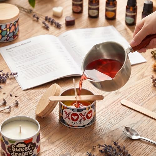 Blingfun Soy Wax Candle Making Kit, All-in-One Candle Making Kit for Beginners with Candle Making Pot, Wicks, Dyes & 12 Candle Tins, Practical DIY Candle Kit for Adults Gift Set (2LB+plu)