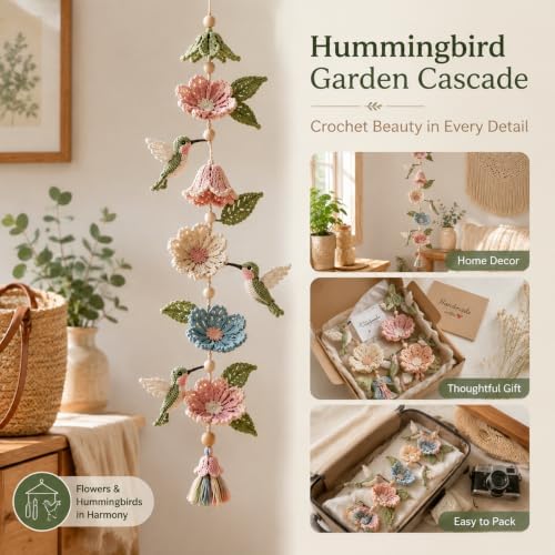 Butterfly Garden Cascade DIY Crochet Kit, Handmade Hanging Crafts，#A