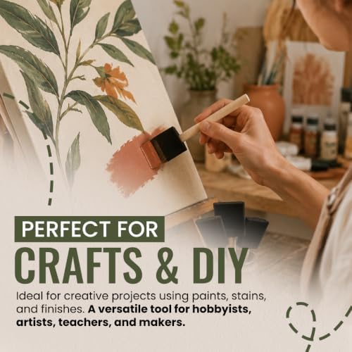 Foam Paint Brushes, 50 Pack Mixed Sizes, Sponge Paint Brushes with Wood Handles for Painting, Staining, Varnish, Acrylics, Crafts & DIY Touch Ups