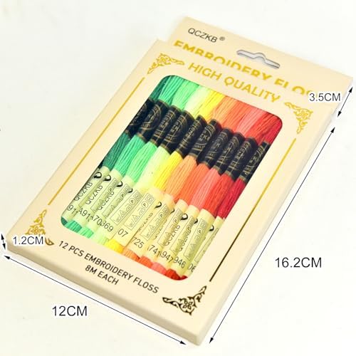 Premium Rainbow Color Embroidery Floss - Cross Stitch Threads - Friendship Bracelets Floss - Crafts Floss - 12 Skeins Per Pack Embroidery Floss,Red-Green Gradient