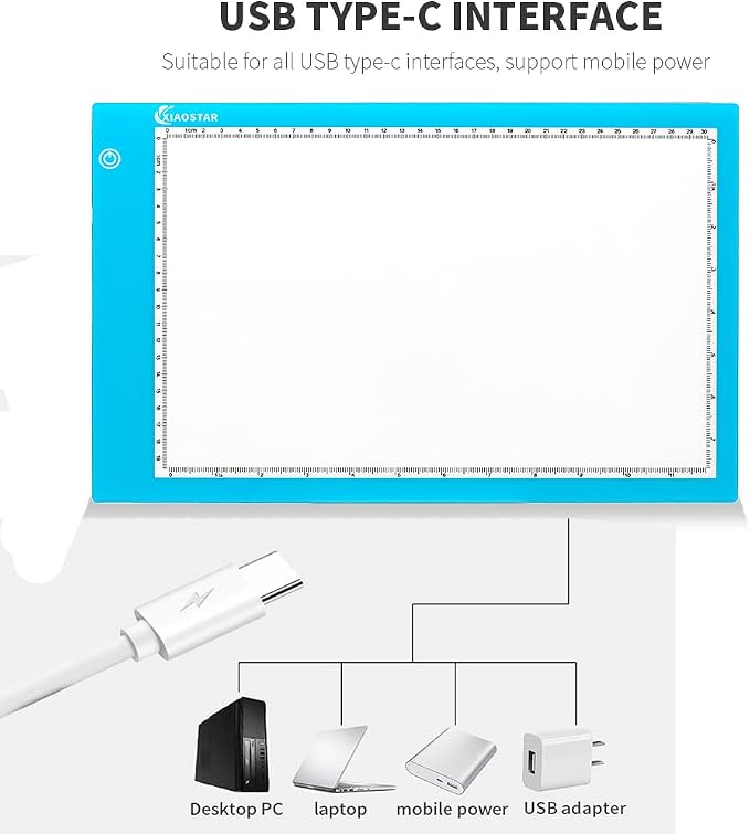 XIAOSTAR Light Box Drawing Pad, 12000 Lux LED Tracing Board A4, USB Powered (Not Rechargeable) PMMA Panel, Adjustable Brightness for Diamond Painting, Sketching, Animation, X-Ray–Includes Accessories | for Artists,Animation Drawing,Sketching,Animation,...